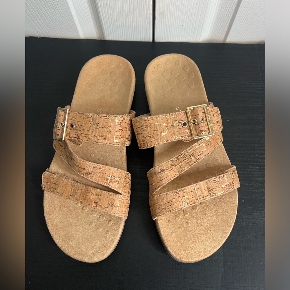 Vionic Skylar Cork Gold Slide Comfort Sandal Women's size EU 42 US 10 WIDE